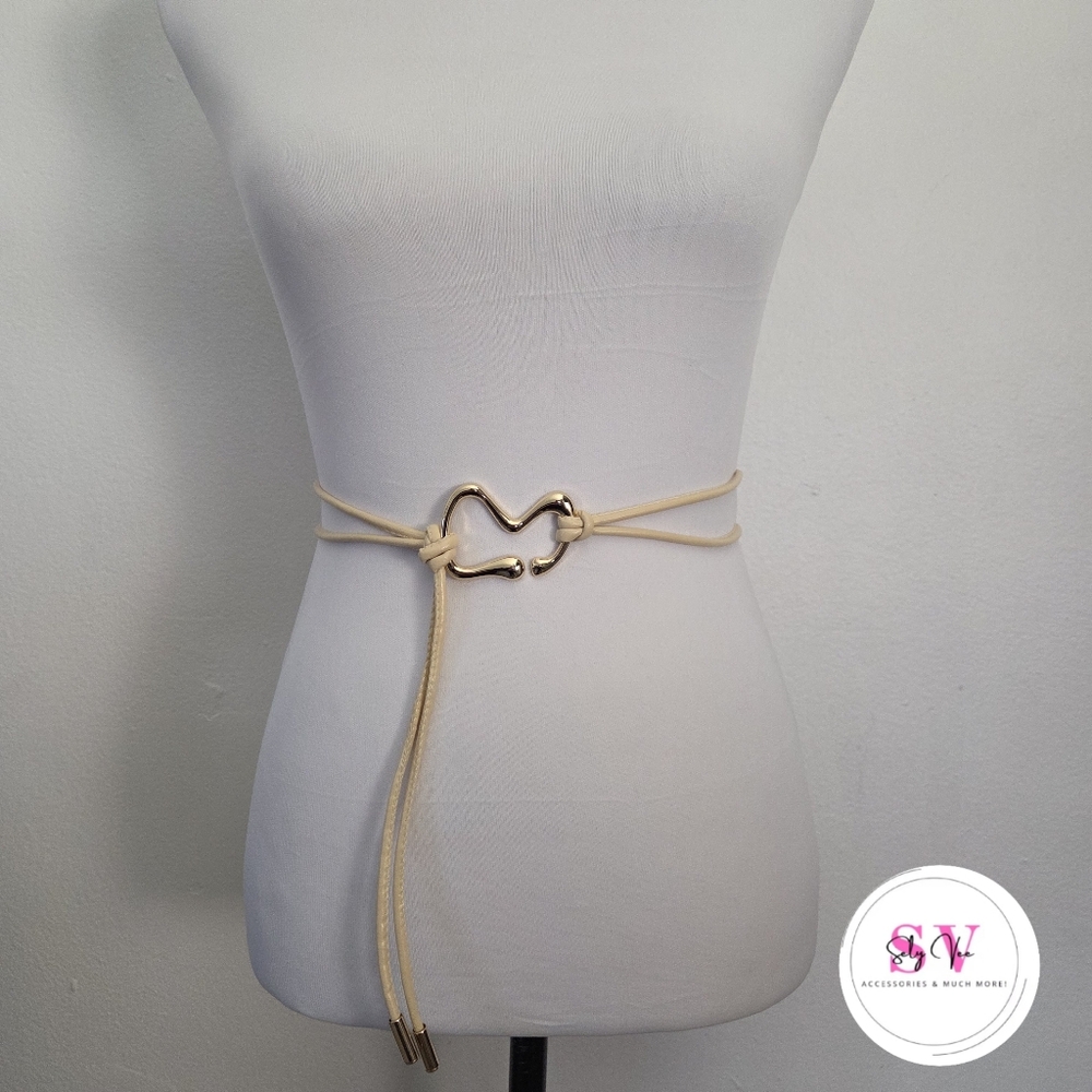 Beige Belt with Gold Buckle